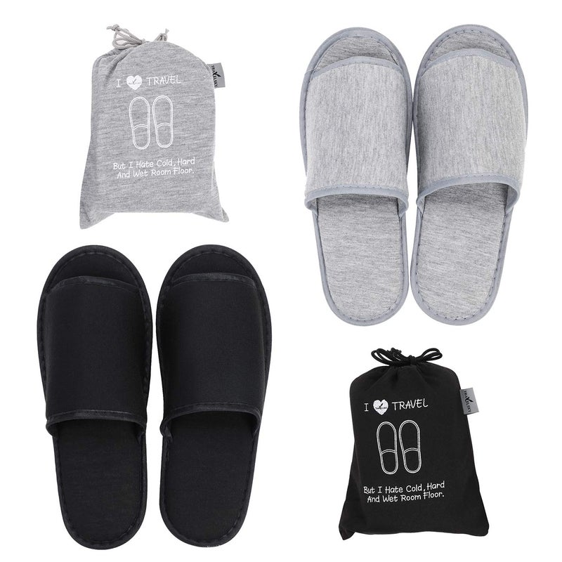Ibluelover 2 Pairs Portable Travel Slippers Open Toe Sandals Spa Hotel Slippers Guest Room Indoor House Slipper Business Trip Flight Shoes Footwear Gift (As photo) - Image 2